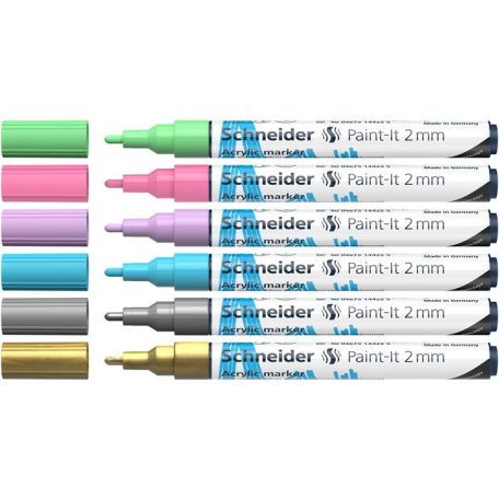SCHNEIDER Dekormarker készlet, akril, 2 mm, SCHNEIDER "Paint-It 310", 6 különböző szín
