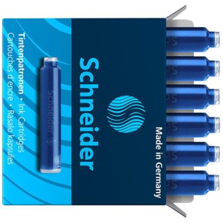 SCHNEIDER Töltőtoll patron, 6 db, SCHNEIDER, királykék