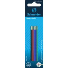   SCHNEIDER Golyóstollbetét, 0,5 mm, SCHNEIDER "Take 4", 4 különböző szín