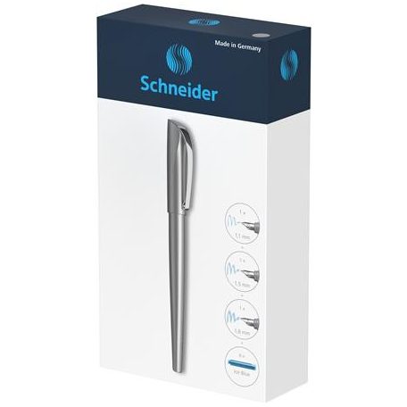 SCHNEIDER Töltőtoll ajándékszett, 1,1 mm, ajándék 1,5 és 1,8 mm-es tollheggyel, SCHNEIDER "Callissima", antracitszürke