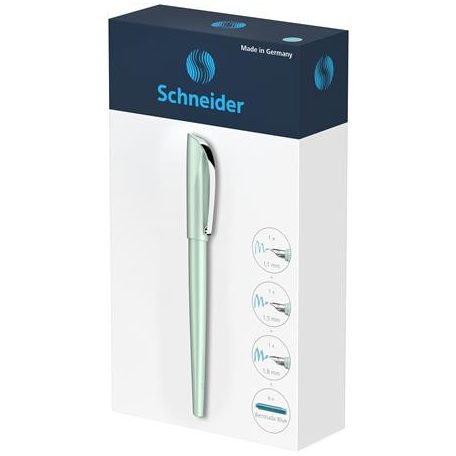 SCHNEIDER Töltőtoll ajándékszett, 1,1 mm, ajándék 1,5 és 1,8 mm-es tollheggyel, SCHNEIDER "Callissima", mentazöld