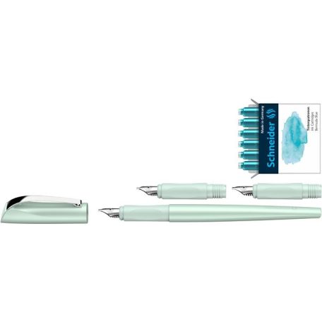 SCHNEIDER Töltőtoll ajándékszett, 1,1 mm, ajándék 1,5 és 1,8 mm-es tollheggyel, SCHNEIDER "Callissima", mentazöld