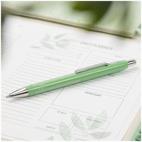 SCHNEIDER Golyóstoll, 0,7 mm, nyomógombos, mentazöld tolltest, SCHNEIDER "Epsilon XB", kék