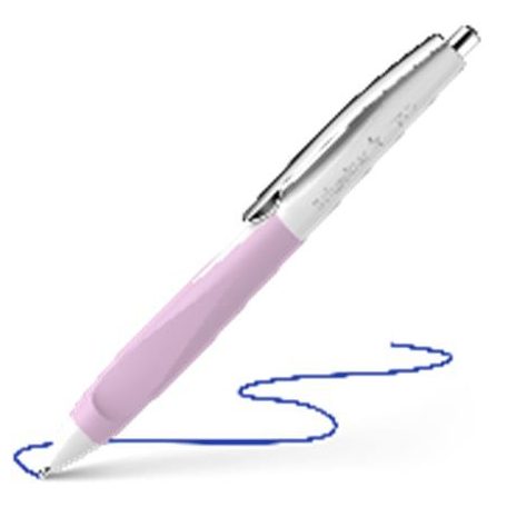 SCHNEIDER Golyóstoll, 0,5 mm, nyomógombos, fehér-rózsaszín tolltest, SCHNEIDER "Haptify", kék