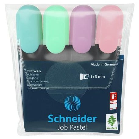 SCHNEIDER Szövegkiemelő készlet, 1-5 mm, SCHNEIDER "Job Pastel", 4 különböző pasztell szín