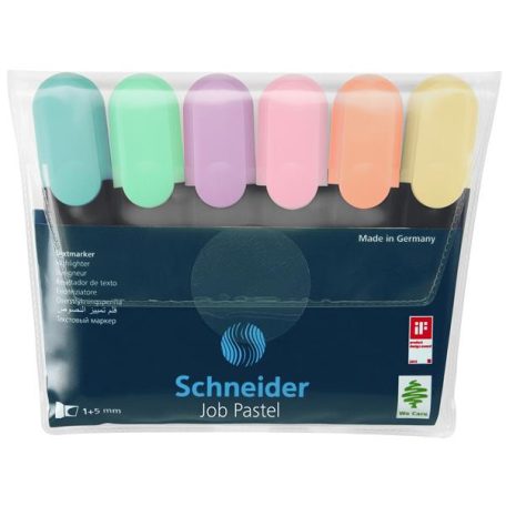 SCHNEIDER Szövegkiemelő készlet, 1-5 mm, SCHNEIDER "Job Pastel", 6 különböző pasztell szín