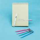 SCHNEIDER Golyóstoll, 0,5 mm, nyomógombos, vegyes pasztell tolltest, SCHNEIDER "K15", kék