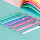 SCHNEIDER Golyóstoll, 0,5 mm, nyomógombos, vegyes pasztell tolltest, SCHNEIDER "K15", kék