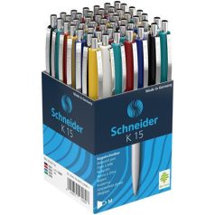   SCHNEIDER Golyóstoll, 0,5 mm, nyomógombos, vegyes tolltest, SCHNEIDER "K15", kék