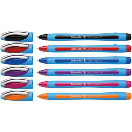 SCHNEIDER Golyóstoll készlet, 0,7 mm, kupakos, SCHNEIDER "Slider Memo XB", vegyes színek