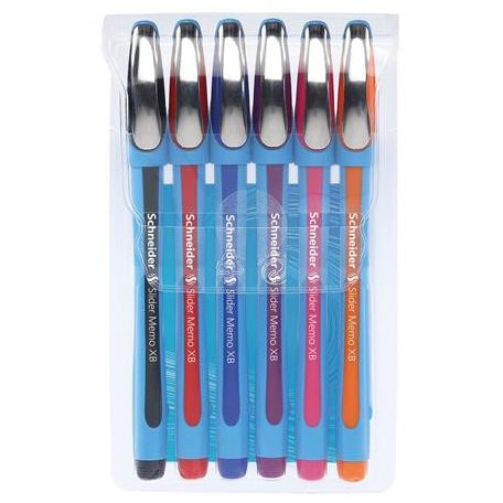 SCHNEIDER Golyóstoll készlet, 0,7 mm, kupakos, SCHNEIDER "Slider Memo XB", vegyes színek