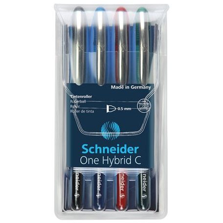 SCHNEIDER Rollertoll készlet, 0,5 mm, SCHNEIDER "One Hybrid C", 4 szín