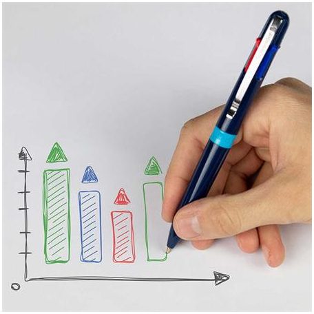 SCHNEIDER Golyóstoll, 0,5 mm, nyomógombos, négyszínű, SCHNEIDER "Take 4", sötétkék