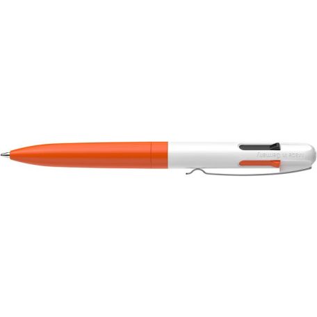 SCHNEIDER Golyóstoll, 0,5 mm, nyomógombos, négyszínű, SCHNEIDER "Take 4 Neon", narancs-fehér