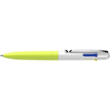 SCHNEIDER Golyóstoll, 0,5 mm, nyomógombos, négyszínű, SCHNEIDER "Take 4 Neon", sárga-fehér