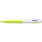 SCHNEIDER Golyóstoll, 0,5 mm, nyomógombos, négyszínű, SCHNEIDER "Take 4 Neon", sárga-fehér