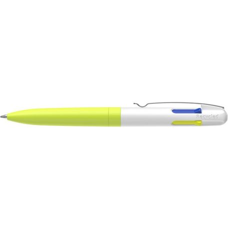 SCHNEIDER Golyóstoll, 0,5 mm, nyomógombos, négyszínű, SCHNEIDER "Take 4 Neon", sárga-fehér