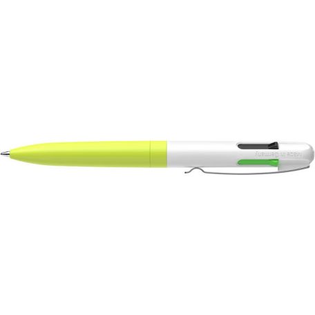 SCHNEIDER Golyóstoll, 0,5 mm, nyomógombos, négyszínű, SCHNEIDER "Take 4 Neon", sárga-fehér