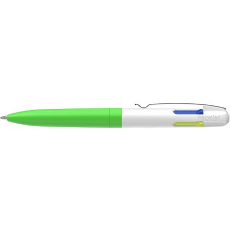 SCHNEIDER Golyóstoll, 0,5 mm, nyomógombos, négyszínű, SCHNEIDER "Take 4 Neon", zöld-fehér