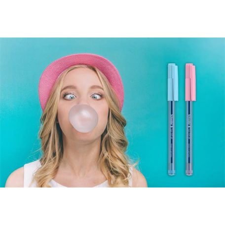 SCHNEIDER Golyóstoll, 0,5 mm, kupakos, SCHNEIDER "Tops 505 M Bubble Gum" kék, limitált kiadás