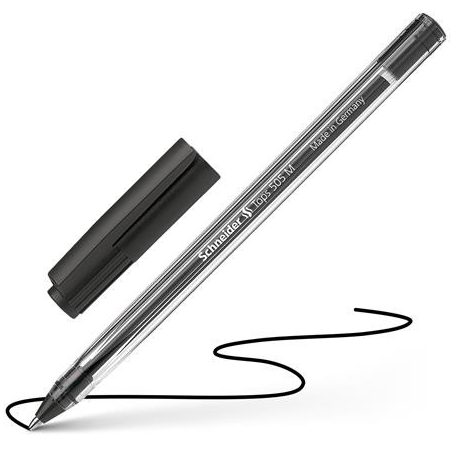 SCHNEIDER Golyóstoll, 0,5 mm, kupakos, SCHNEIDER "Tops 505 M", fekete