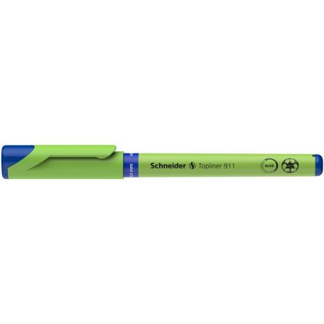 SCHNEIDER Tűfilc, 0,4 mm, cserélhető betétes, újrahasznosított tolltest, SCHNEIDER "Topliner 911", kék