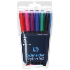   SCHNEIDER Tűfilc készlet, 0,4 mm, SCHNEIDER "Topliner 967", 6 különböző szín