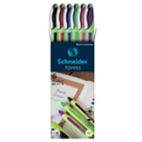 SCHNEIDER Tűfilc készlet, 0,8 mm, SCHNEIDER "Xpress", 6 különböző szín