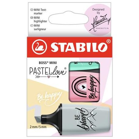 STABILO Szövegkiemelő készlet, STABILO, "Boss Mini Pastellove", 3 különböző szín