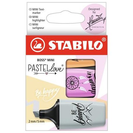 STABILO Szövegkiemelő készlet, STABILO, "Boss Mini Pastellove", 3 különböző szín