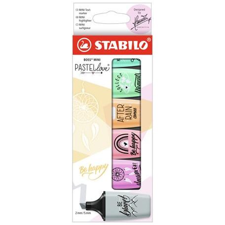 STABILO Szövegkiemelő készlet, STABILO, "Boss Mini Pastellove", 6 különböző szín