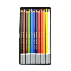   STABILO Pasztell ceruza készlet, kerek, fém doboz, STABILO "CarbOthello", 12 különböző szín