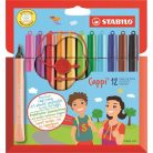 STABILO Filctoll készlet, 1 mm, STABILO "Cappi", 12 különböző szín
