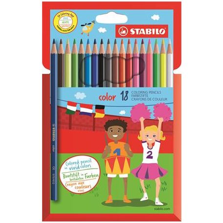 STABILO Színes ceruza készlet, hatszögletű, STABILO "Color", 18 különböző szín