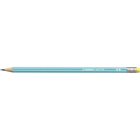 STABILO Grafitceruza radírral, HB, hatszögletű, STABILO "Pencil 160", kék