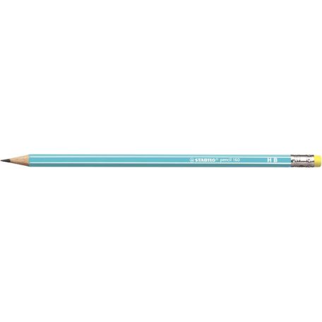 STABILO Grafitceruza radírral, HB, hatszögletű, STABILO "Pencil 160", kék