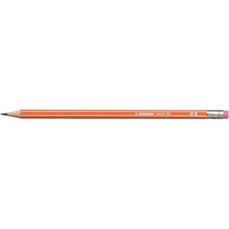 STABILO Grafitceruza radírral, HB, hatszögletű, STABILO "Pencil 160", narancs