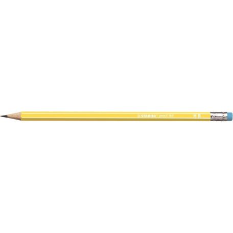 STABILO Grafitceruza radírral, HB, hatszögletű, STABILO "Pencil 160", sárga