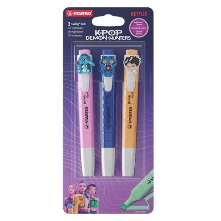 STABILO Szövegkiemelő készlet, 1-4 mm, STABILO "Swing Cool" "K-Pop démonvadászok", Saja Boys