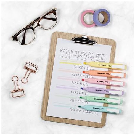 STABILO Szövegkiemelő készlet, 1-4 mm, STABILO "Swing Cool Pastel", 6 különböző szín