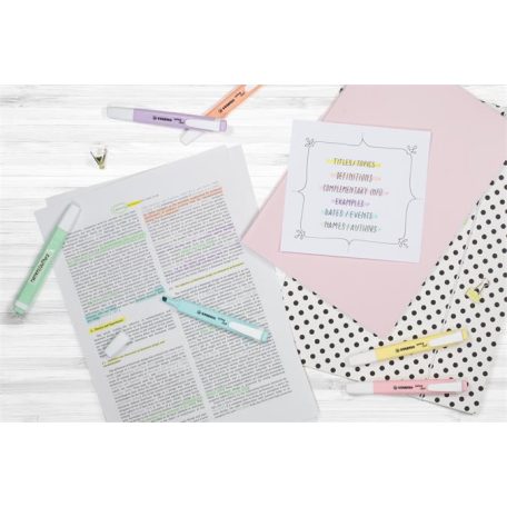 STABILO Szövegkiemelő készlet, 1-4 mm, STABILO "Swing Cool Pastel", 6 különböző szín