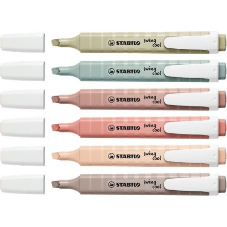 STABILO Szövegkiemelő készlet, 1-4 mm, STABILO "Swing cool NatureCOLORS", 6 különböző szín