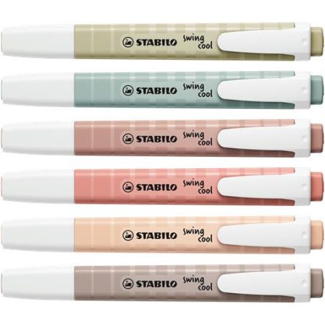 STABILO Szövegkiemelő készlet, 1-4 mm, STABILO "Swing cool NatureCOLORS", 6 különböző szín