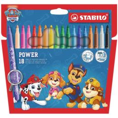   STABILO Filctoll készlet, vastag, 2 mm, STABILO "Power", Mancs őrjárat, 18 különböző szín