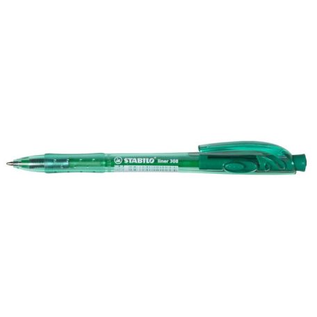 STABILO Golyóstoll, 0,38 mm, nyomógombos, STABILO "Liner 308", zöld