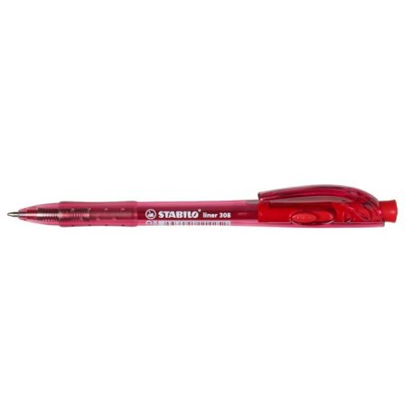 STABILO Golyóstoll, 0,38 mm, nyomógombos, STABILO "Liner 308", piros