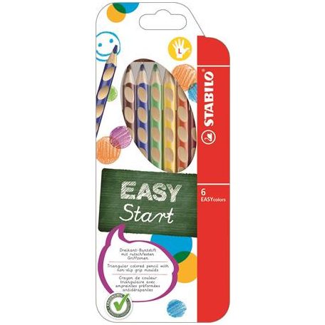 STABILO Színes ceruza készlet, háromszögletű, balkezes, STABILO "EasyColours", 6 különböző szín