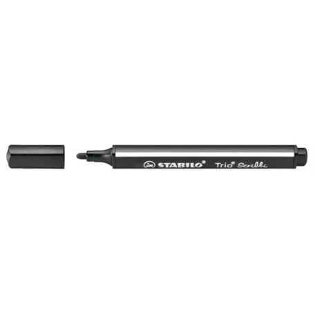 STABILO Filctoll, 1,5-2 mm, rugós hegy, STABILO "Trio Scribbi", fekete