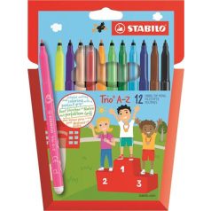   STABILO Filctoll készlet, 0,7 mm, STABILO "Trio A-Z", 12 különböző szín
