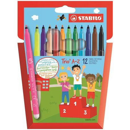 STABILO Filctoll készlet, 0,7 mm, STABILO "Trio A-Z", 12 különböző szín